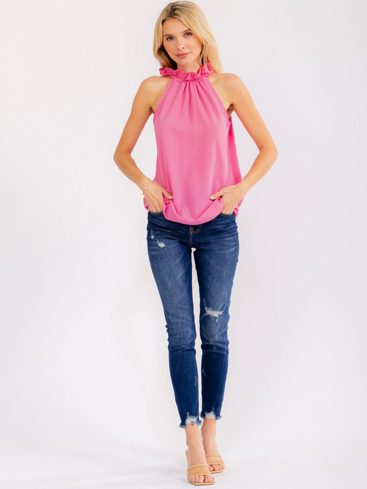 WOMEN'S SLEEVELESS HALTER NECK LOOSE FIT TOP