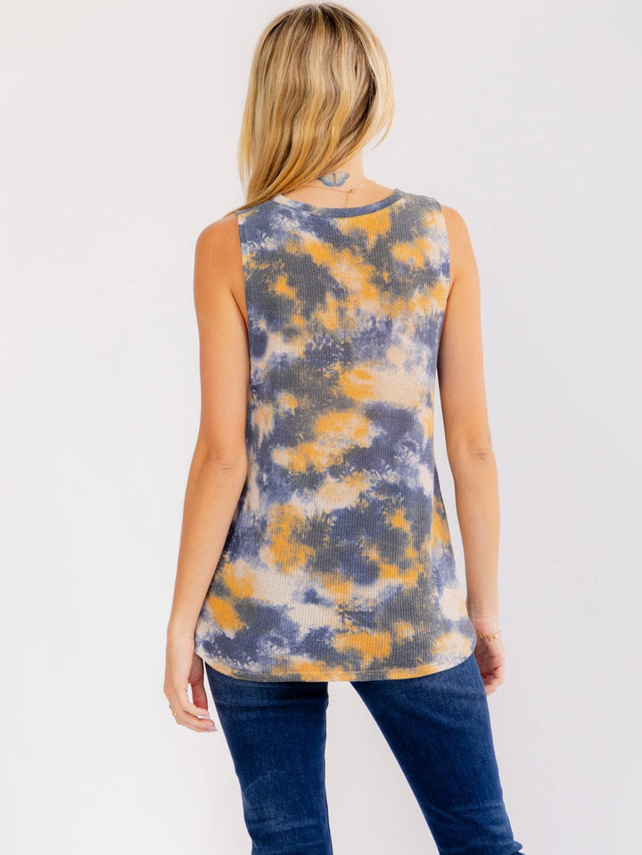 WOMEN'S SLEEVELESS TIE DYE PRINT TANK TOP