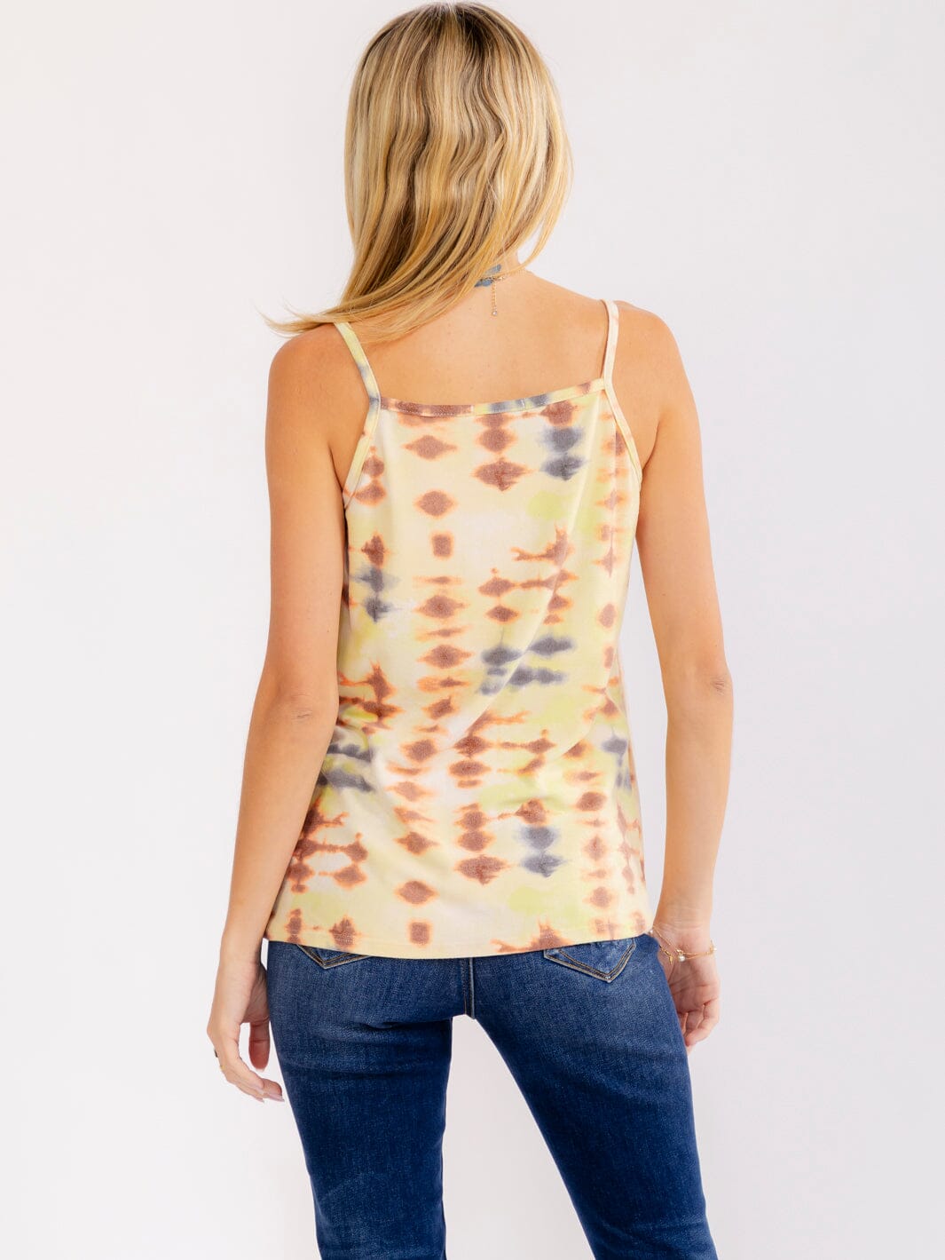 WOMEN'S SLEEVELESS V-NECK TIE DYE TANK TOP