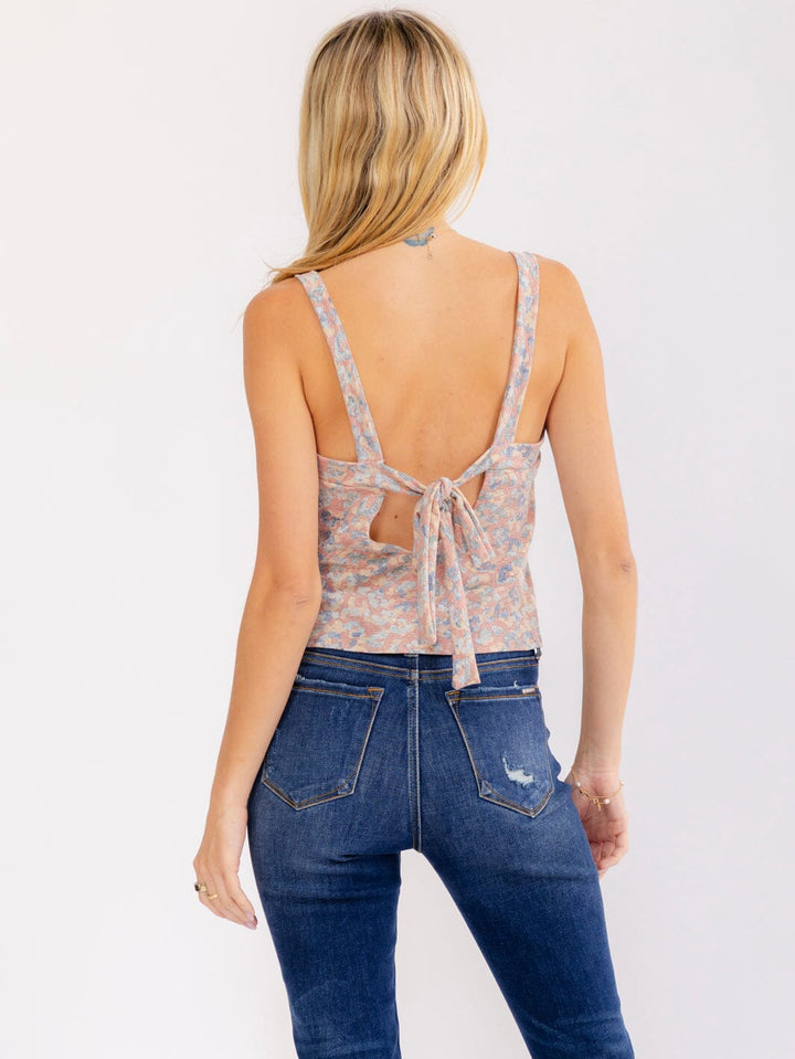 WOMEN'S SLEEVELESS SQUARE NECK OPEN BACK ANIMAL PRINT TANK TOP