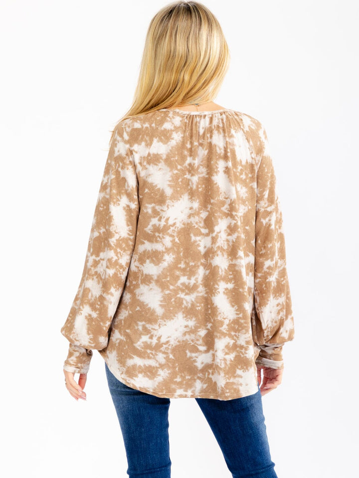 WOMEN'S LONG SLEEVE TIE DYE PRINT TOP