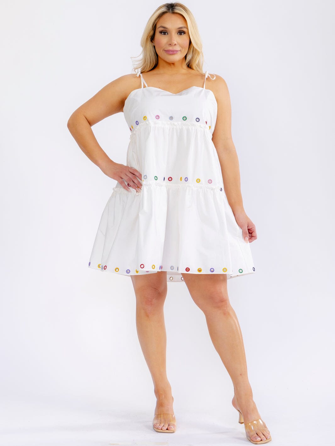 PLUS SIZE SLEEVELESS TIERED LOOSE FIT MINI DRESS