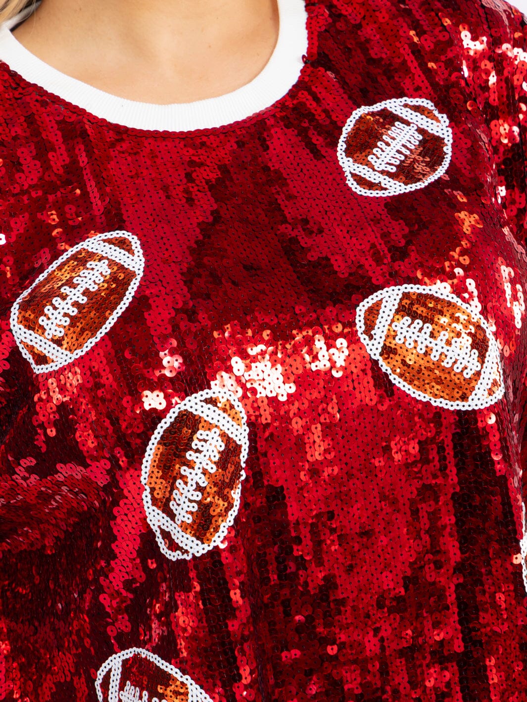 PLUS SIZE SHORT SLEEVE FOOTBALL SEQUINS TOP
