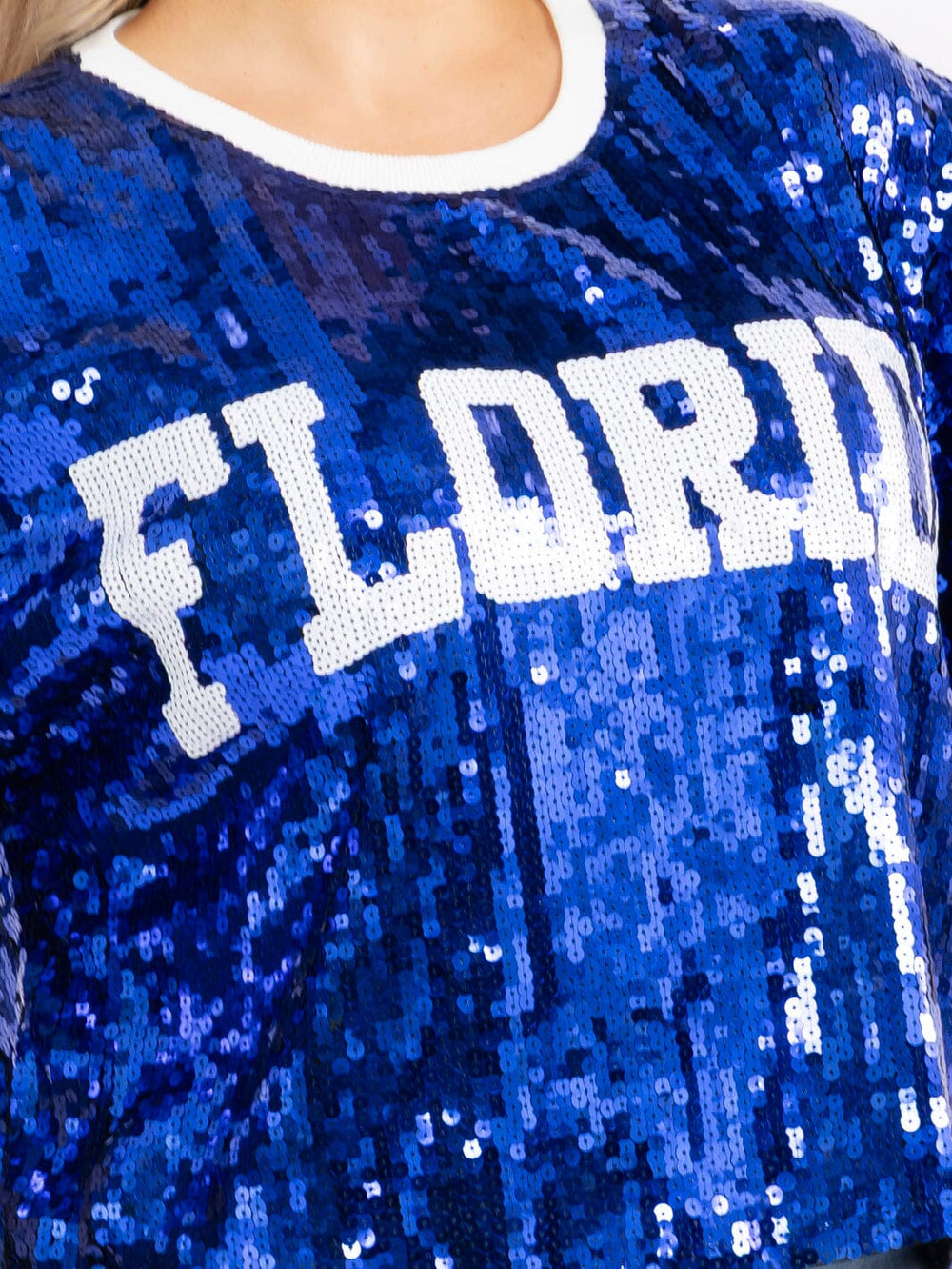 PLUS SIZE SHORT SLEEVE FLORIDA SEQUINS TOP