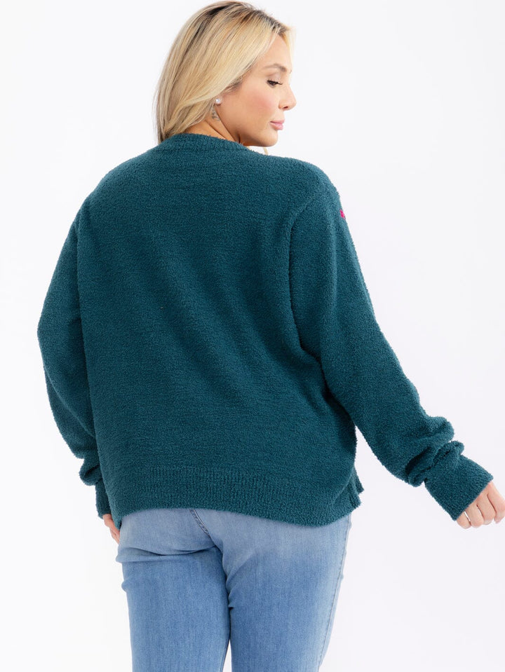 PLUS SIZE LONG SLEEVE STUDS PULLOVER SWEATER