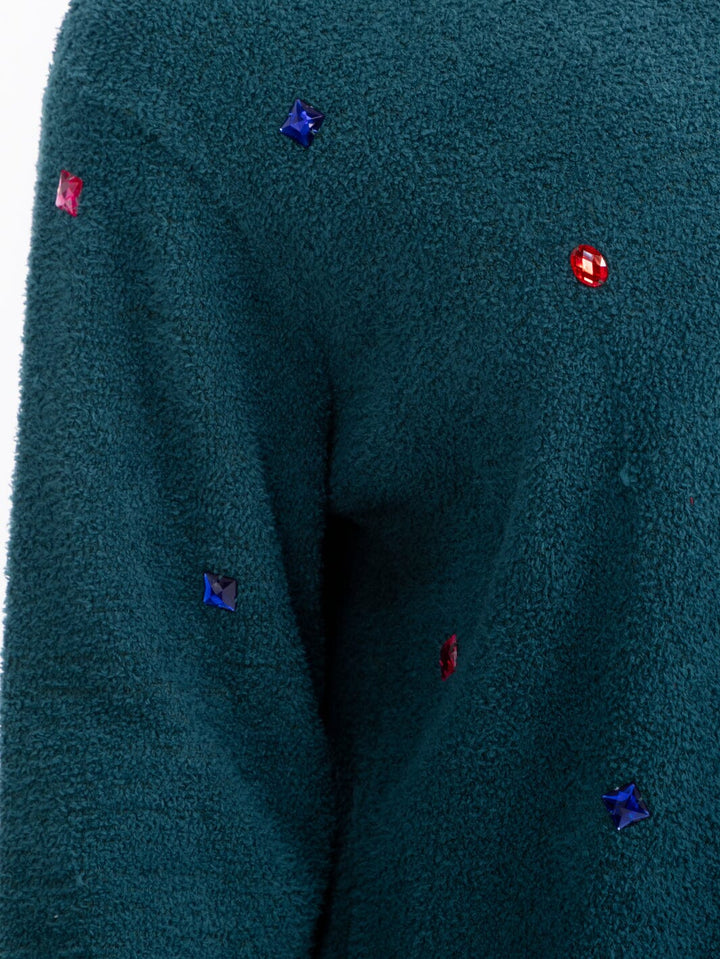 PLUS SIZE LONG SLEEVE STUDS PULLOVER SWEATER