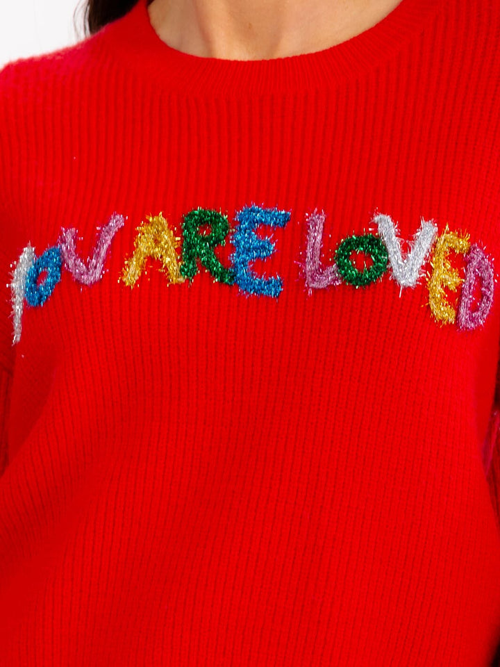 WOMEN'S LONG SLEEVE YOU ARE LOVED PULLOVER KNIT SWEATERS