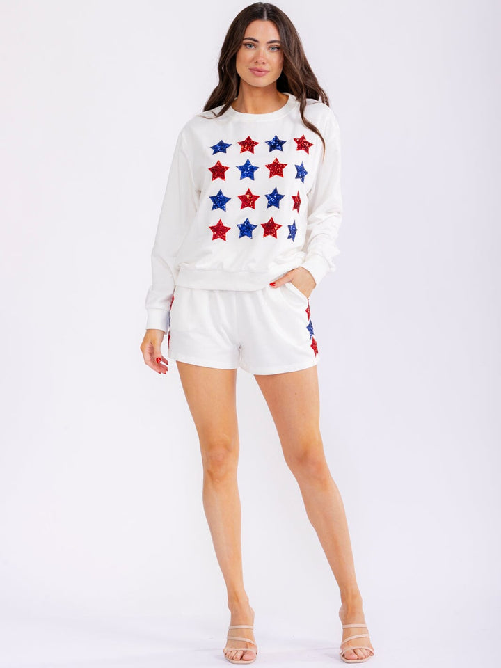 WOMEN'S LONG SLEEVE SEQUINS STARS PULLOVER SWEATERS