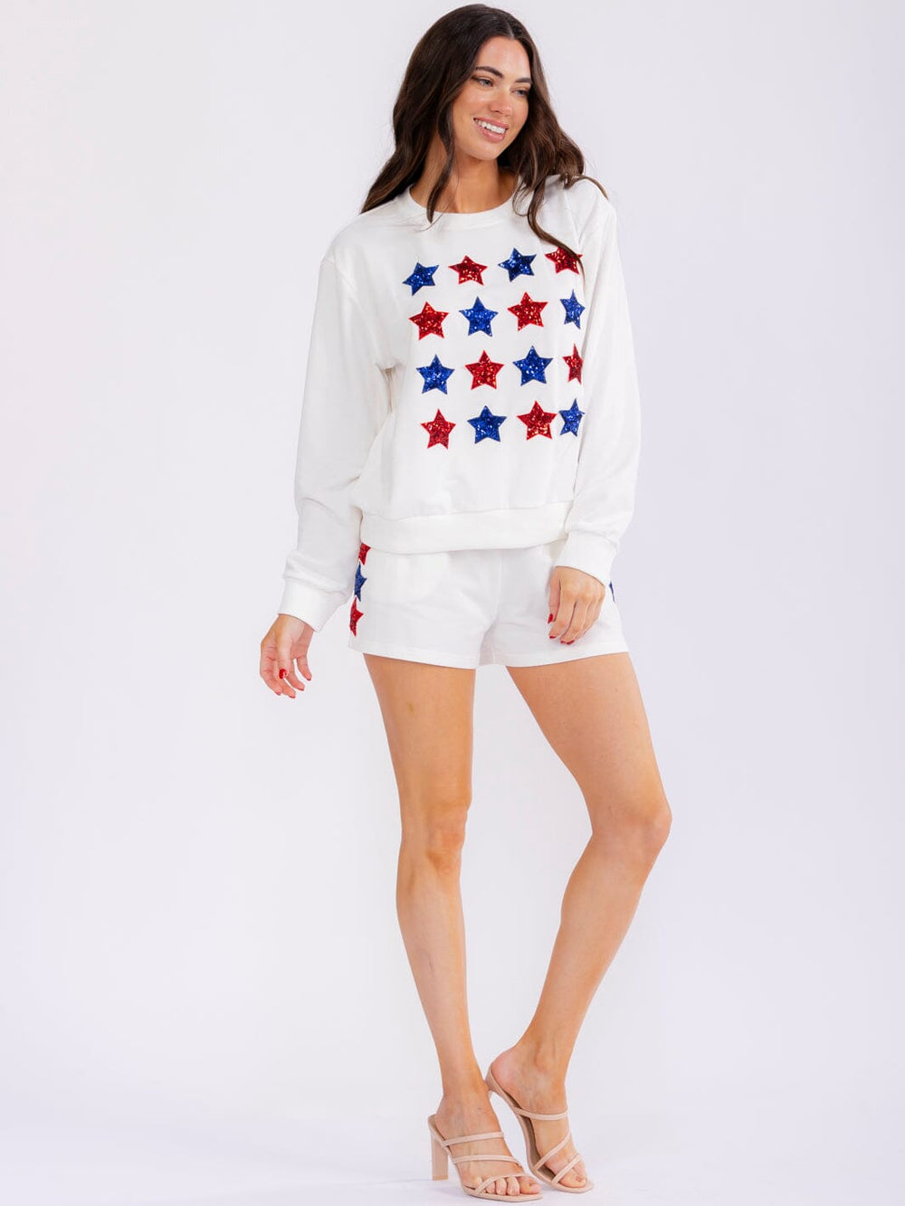 WOMEN'S LONG SLEEVE SEQUINS STARS PULLOVER SWEATERS