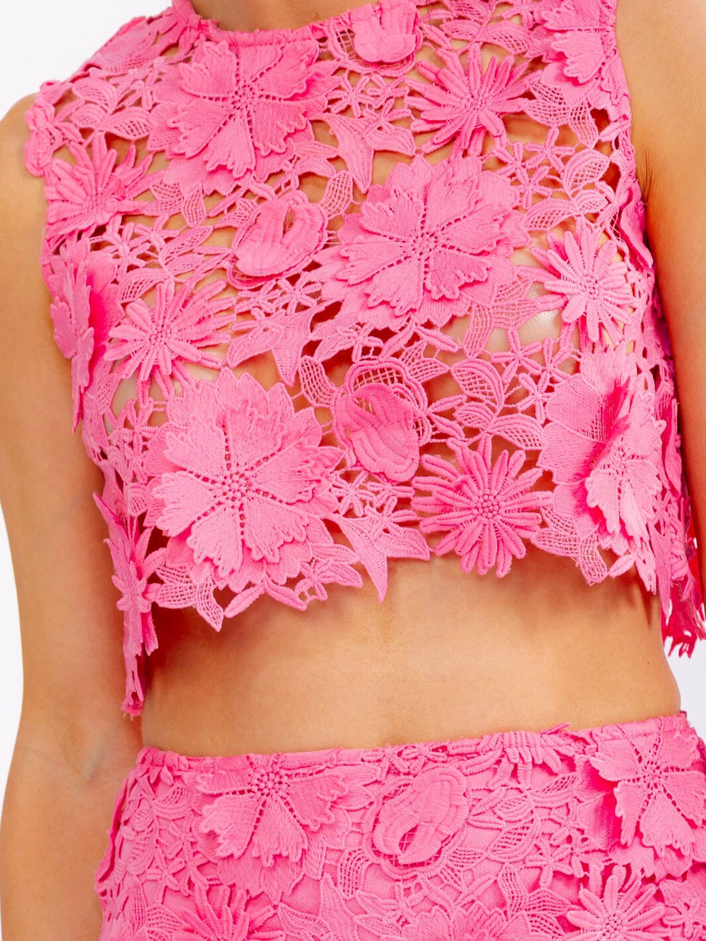 WOMEN'S SLEEVELESS CROP TOP & ZIP UP MINI SKIRT CROCHET 2PC. SET