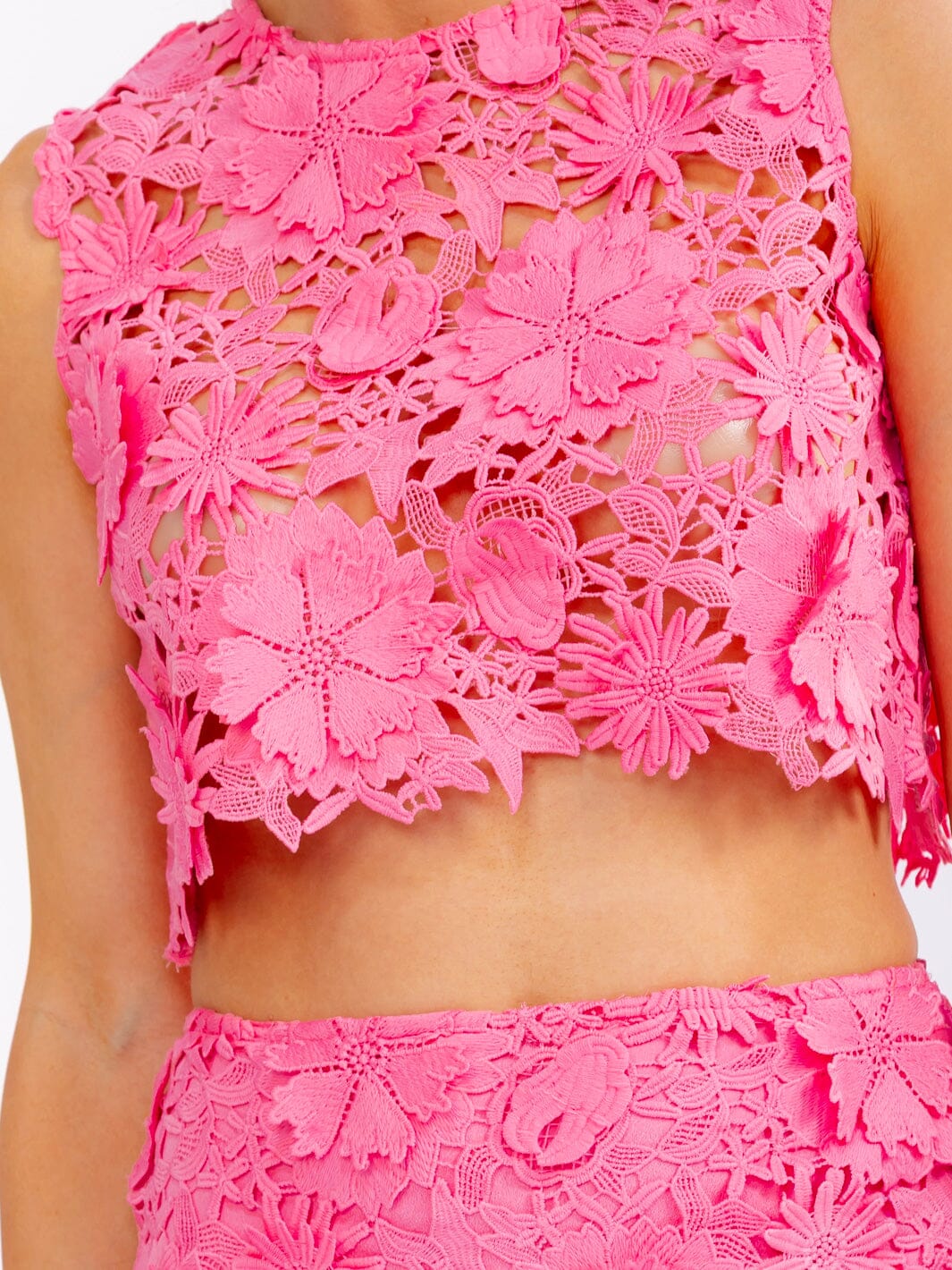 WOMEN'S SLEEVELESS CROP TOP & ZIP UP MINI SKIRT CROCHET 2PC. SET