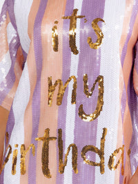 WOMEN'S SHORT SLEEVE MULTI SEQUINS ITS MY BIRTHDAY MINI DRESS
