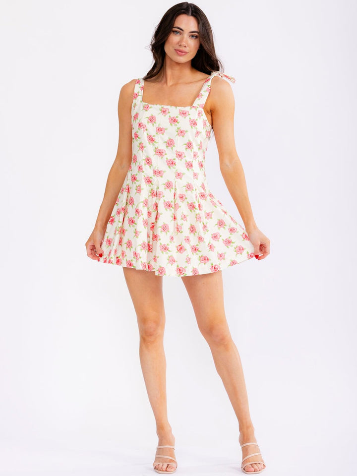 WOMEN'S SLEEVELESS SQUARE NECK FLORAL ROMPER