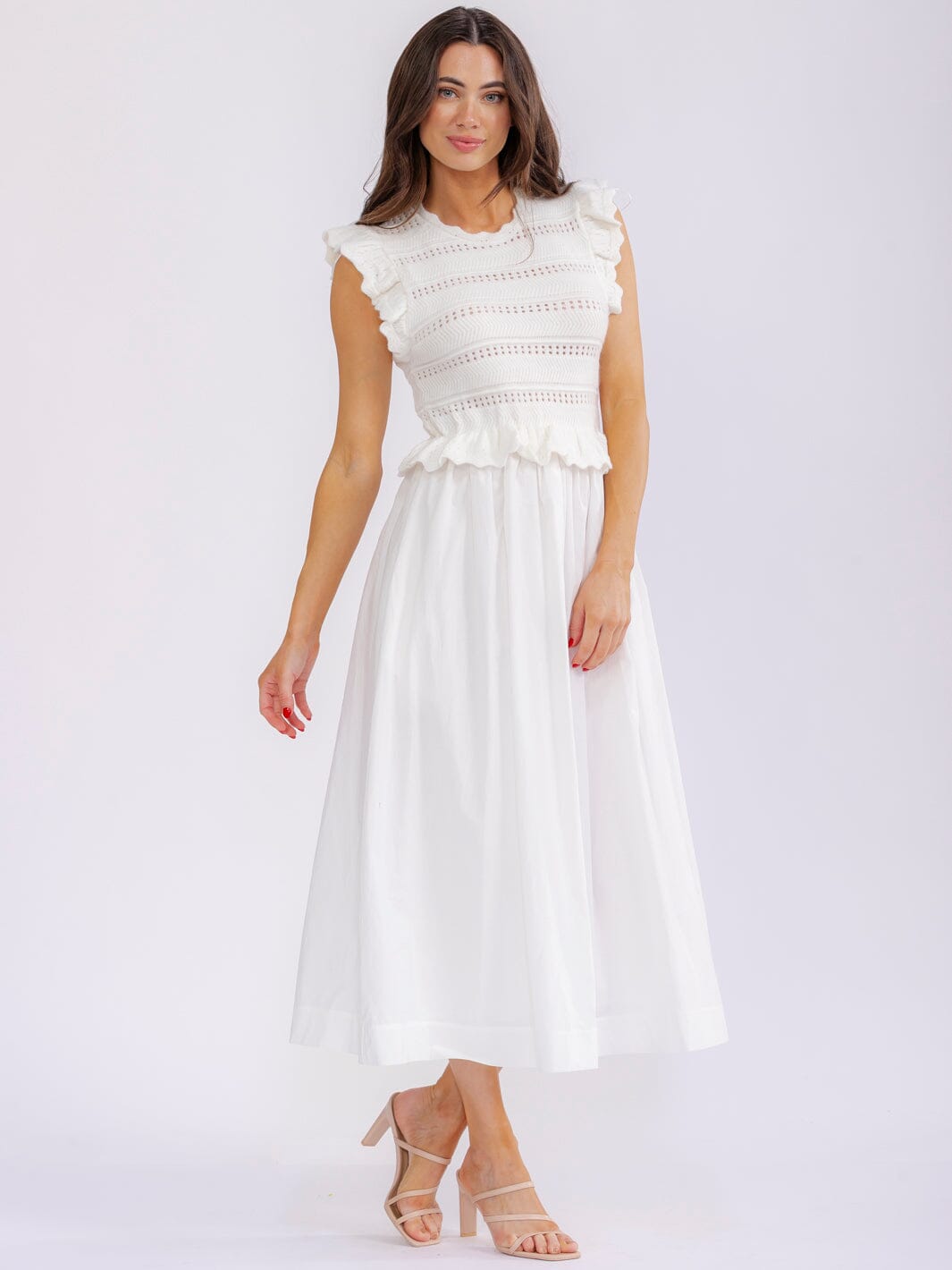 WOMEN'S SLEEVELESS FRONT POCKETS KNIT CONTRAST MAXI DRESS