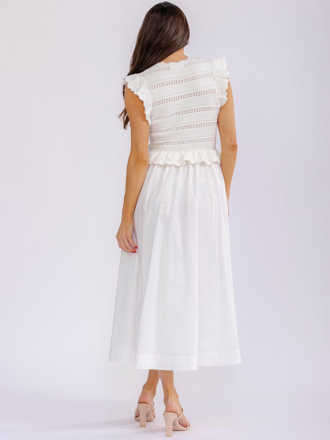 WOMEN'S SLEEVELESS FRONT POCKETS KNIT CONTRAST MAXI DRESS
