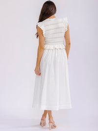 WOMEN'S SLEEVELESS FRONT POCKETS KNIT CONTRAST MAXI DRESS