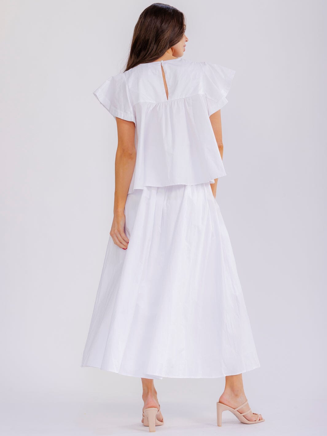 WOMEN'S SHORT SLEEVE BLOUSE & ELASTIC WAIST MAXI SKIRT SOLID 2PC. SET