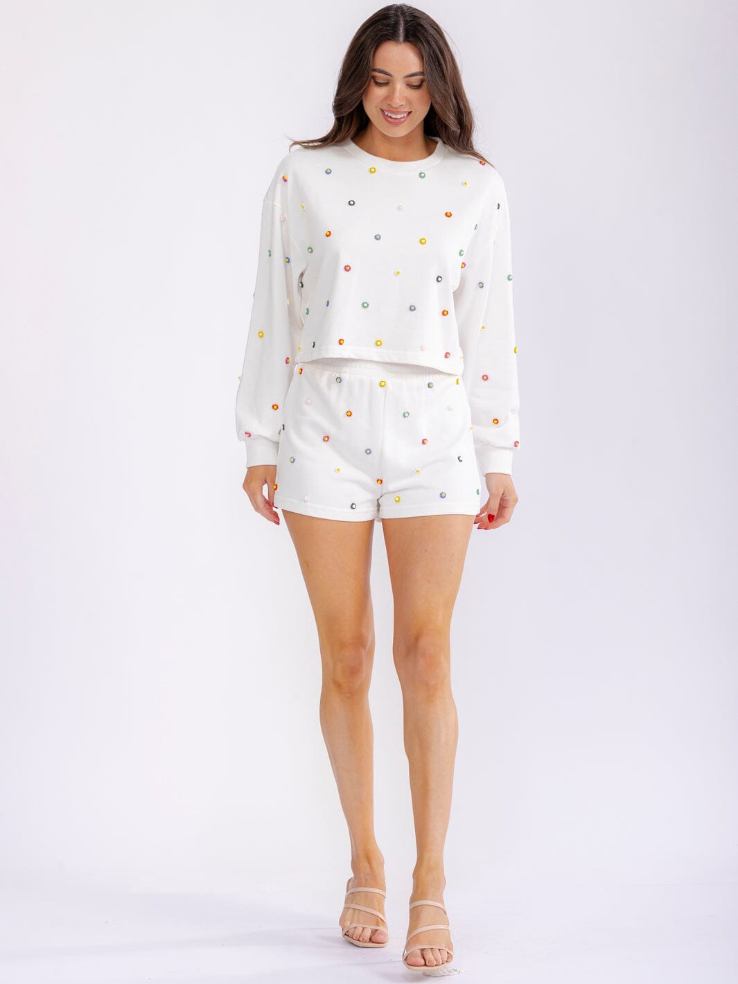 WOMEN'S ELASTIC WAIST BEATS FLORAL MINI SHORTS