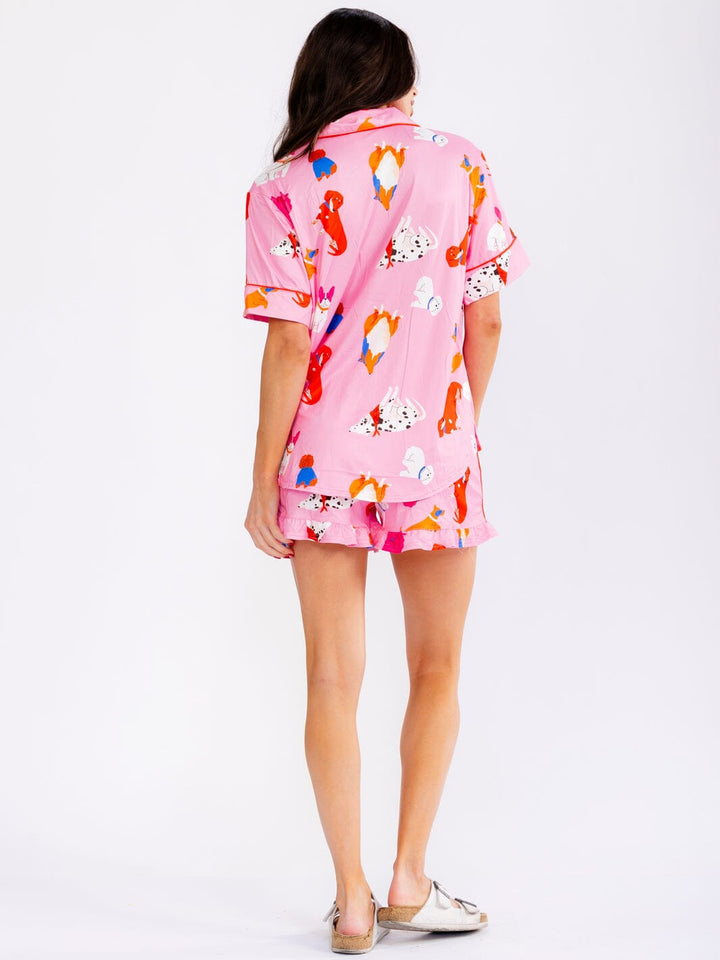 WOMEN'S SHORT SLEEVE TOP & ELASTIC WAIST SHORTS MULTI PRINT 2PC. SET