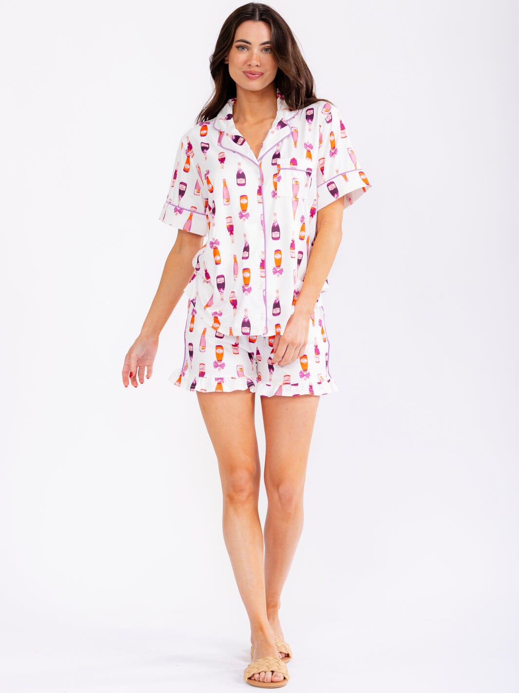 WOMEN'S SHORT SLEEVE TOP & ELASTIC WAIST SHORTS MULTI PRINT 2PC. SET