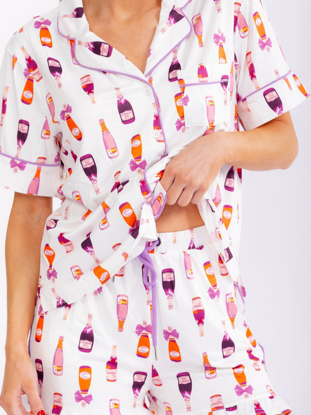 WOMEN'S SHORT SLEEVE TOP & ELASTIC WAIST SHORTS MULTI PRINT 2PC. SET