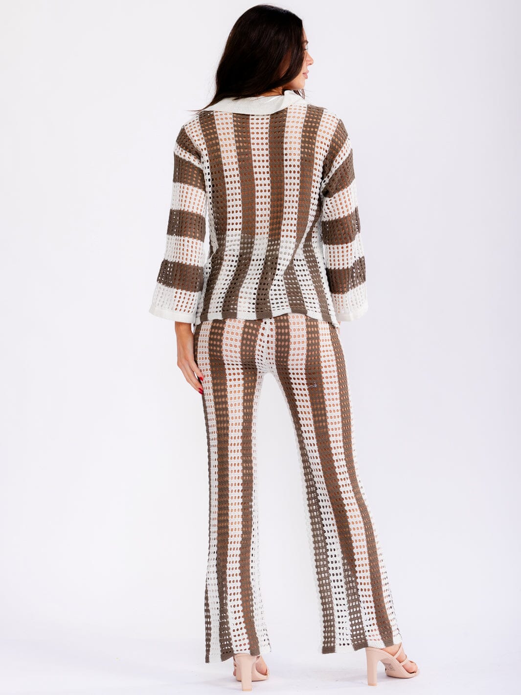 WOMEN'S LONG SLEEVE TOP & ELASTIC WAIST PANTS COLORBLOCK KNIT 2PC. SET