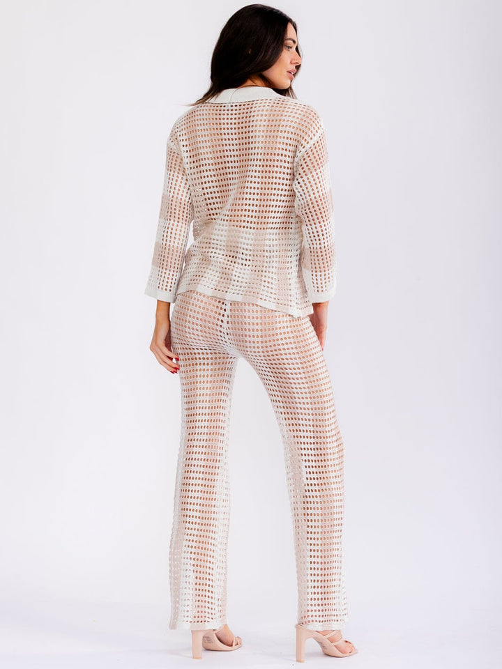 WOMEN'S LONG SLEEVE TOP & ELASTIC WAIST PANTS COLORBLOCK KNIT 2PC. SET