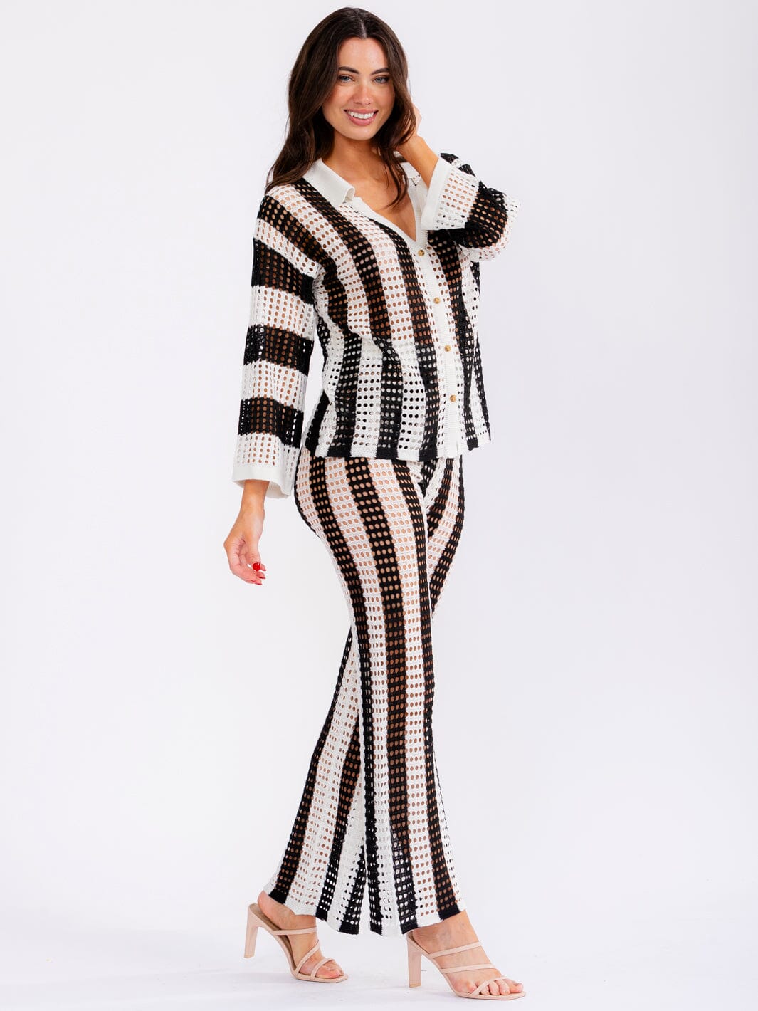 WOMEN'S LONG SLEEVE TOP & ELASTIC WAIST PANTS COLORBLOCK KNIT 2PC. SET