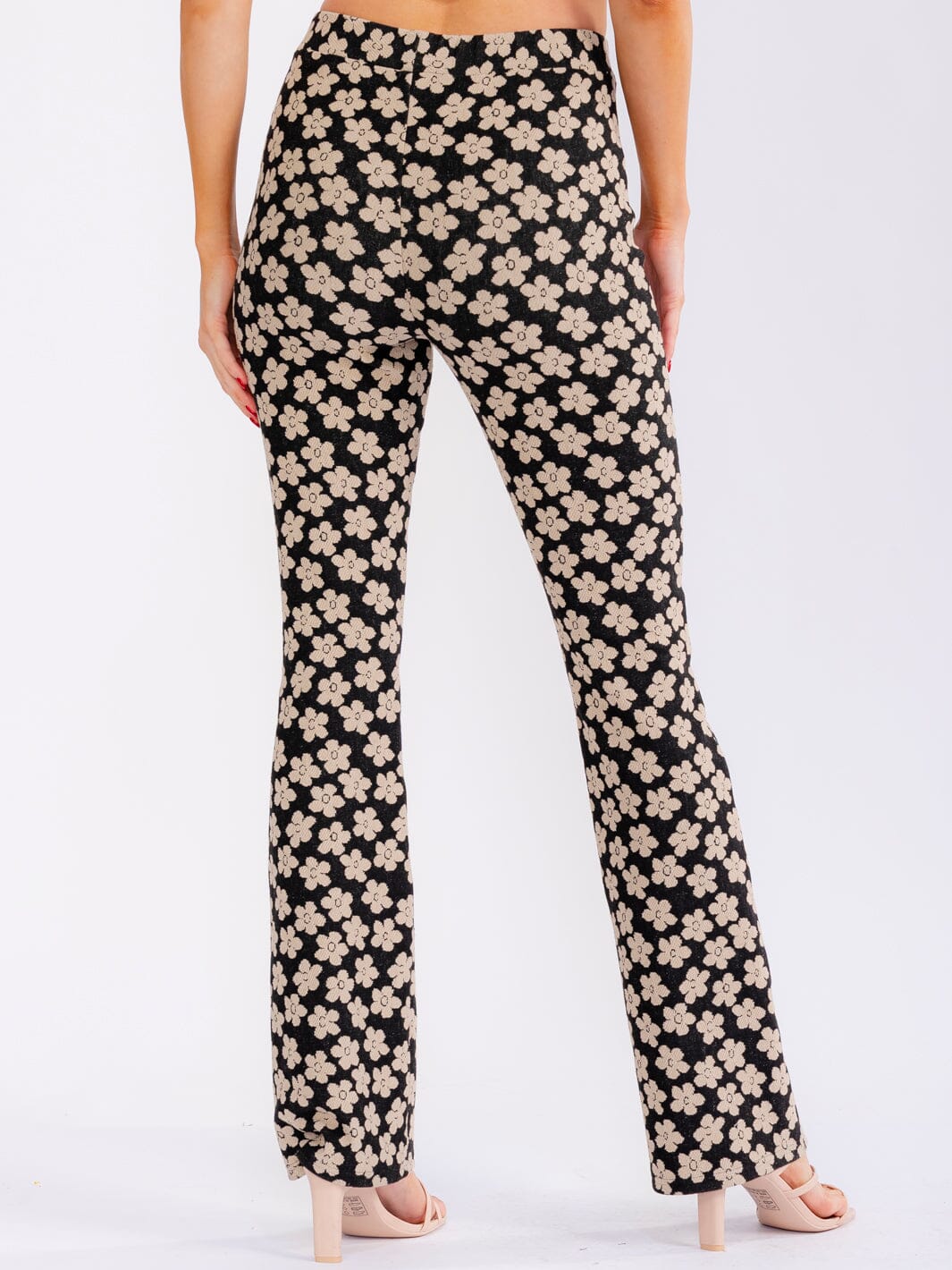 WOMEN'S ELASTIC WAIST BELL LEG COLORBLOCK FLORAL PANTS