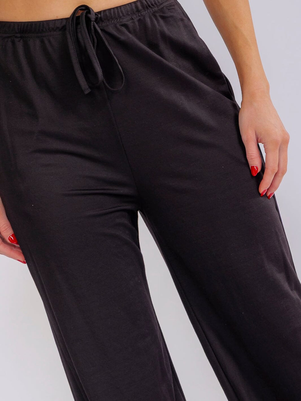 WOMEN'S ELASTIC WAIST POCKETS STRAIGHT LEG EMBROIDERY PANTS
