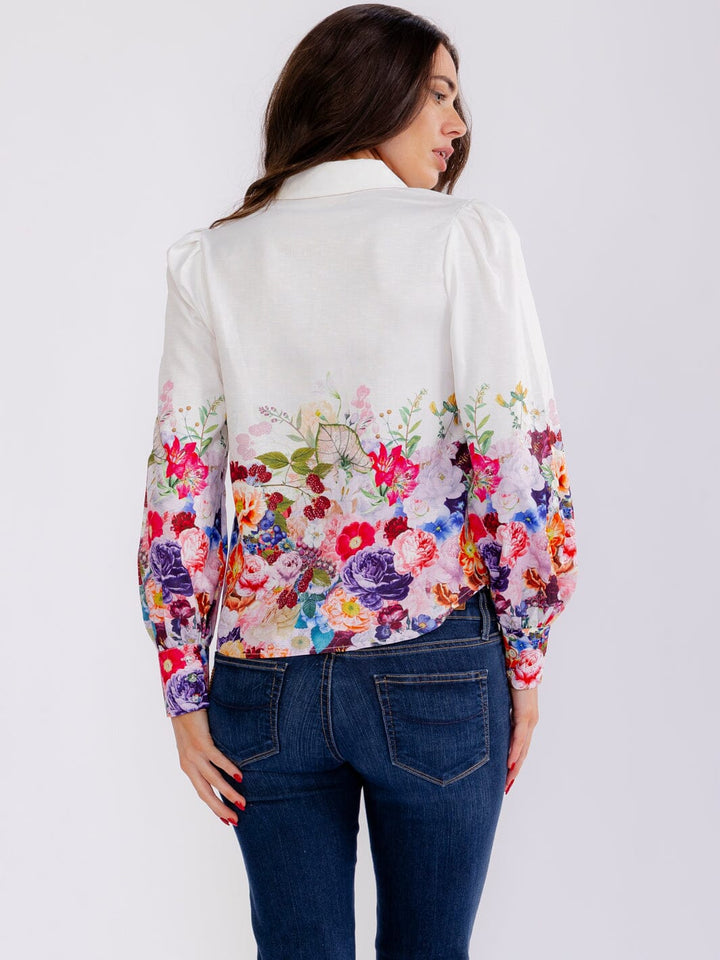 WOMEN'S LONG SLEEVE BUTTON UP FLORAL BLOUSE