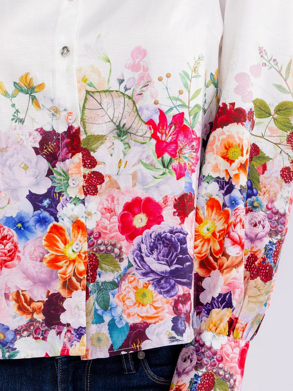 WOMEN'S LONG SLEEVE BUTTON UP FLORAL BLOUSE