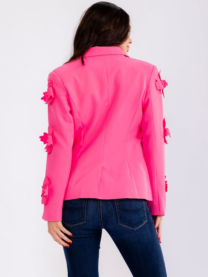 WOMEN'S LONG SLEEVE BUTTON CLOSURE FLOWER DETAILED BLAZER