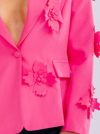 WOMEN'S LONG SLEEVE BUTTON CLOSURE FLOWER DETAILED BLAZER