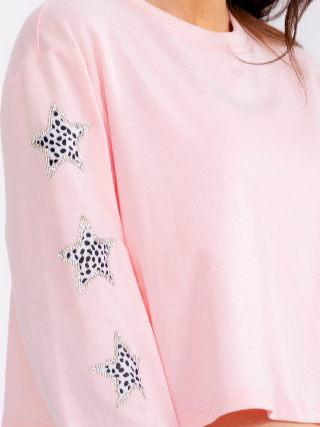 WOMEN'S LONG SLEEVE STARS PULLOVER CROP SWEATERS