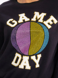 WOMEN'S LONG SLEEVE GAME DAY SEQUINS GRAPHIC PULLOVER SWEATERS