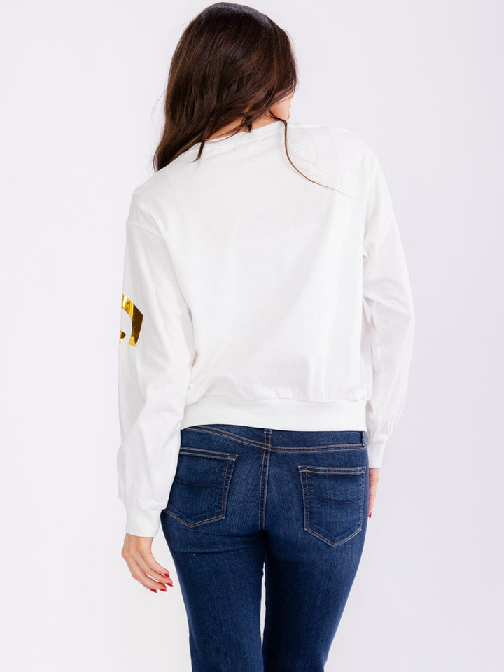 WOMEN'S LONG SLEEVE LOVE GRAPHIC PULLOVER SWEATERS