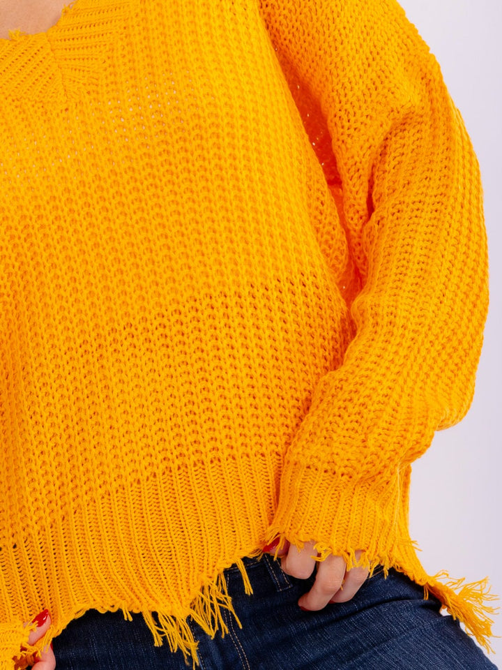 WOMEN'S LONG SLEEVE V-NECK DISTRESS PULLOVER KNIT SWEATERS (Copy)