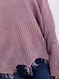 WOMEN'S LONG SLEEVE V-NECK DISTRESS PULLOVER KNIT SWEATERS (Copy)