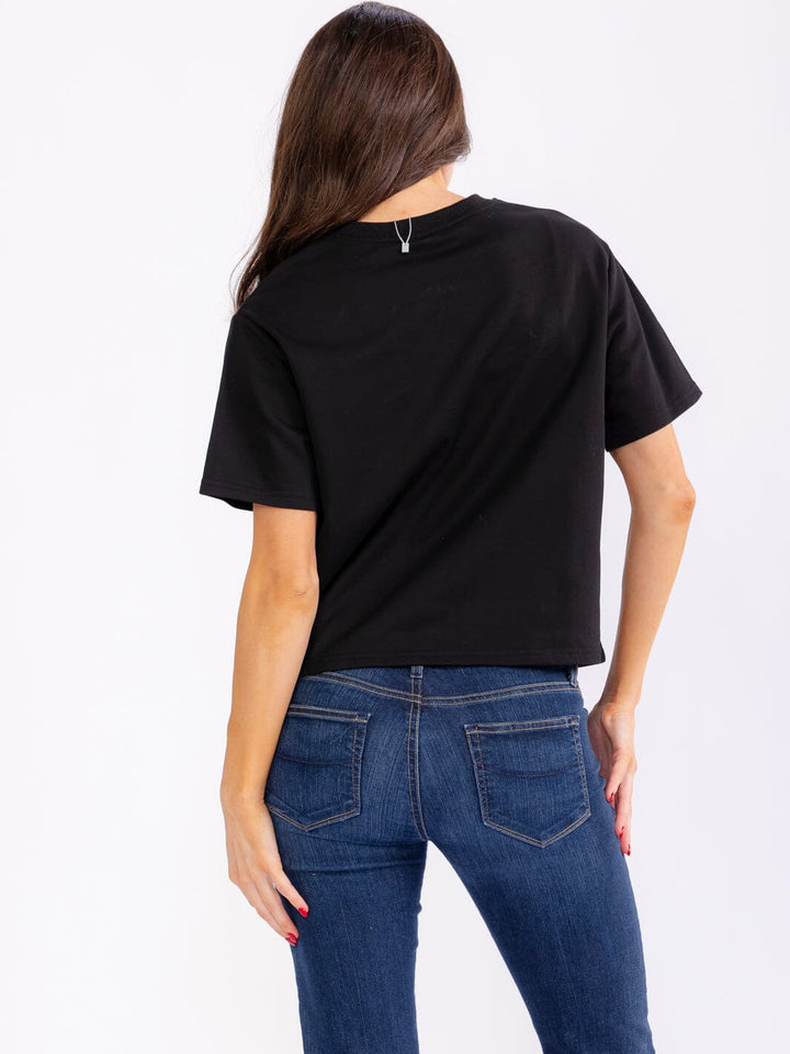 WOMEN'S SHORT SLEEVE GRAPHIC SEQUINS SHIRT