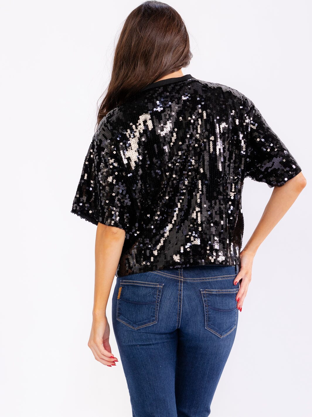 WOMEN'S SHORT SLEEVE GAME DAY SEQUINS SHIRT