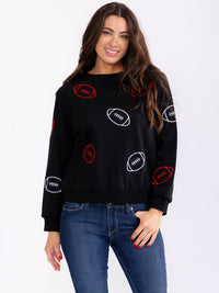 WOMEN'S LONG SLEEVE FOOTBALL GRAPHIC PULLOVER SWEATERS