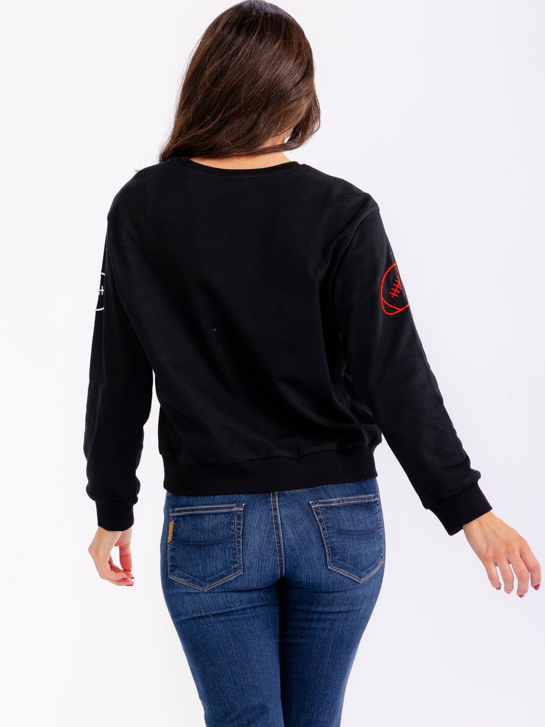 WOMEN'S LONG SLEEVE FOOTBALL GRAPHIC PULLOVER SWEATERS