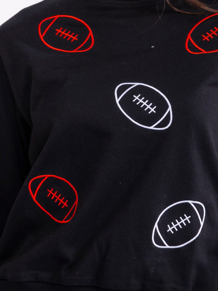 WOMEN'S LONG SLEEVE FOOTBALL GRAPHIC PULLOVER SWEATERS