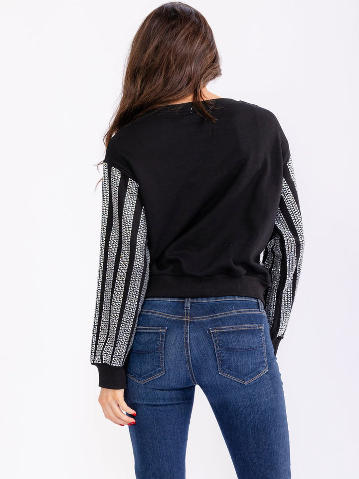 WOMEN'S LONG SLEEVE RHINESTONES PULLOVER SWEATERS