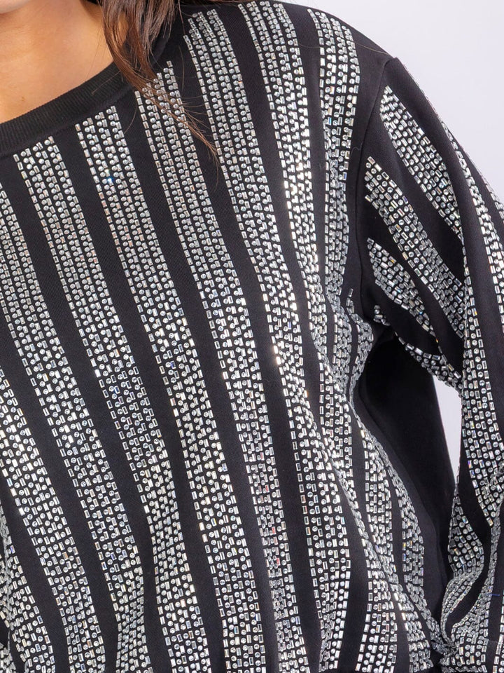 WOMEN'S LONG SLEEVE RHINESTONES PULLOVER SWEATERS