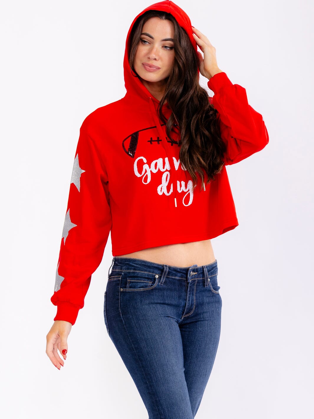 WOMEN'S LONG SLEEVE GAME DAY PULLOVER HOODED SWEATERS