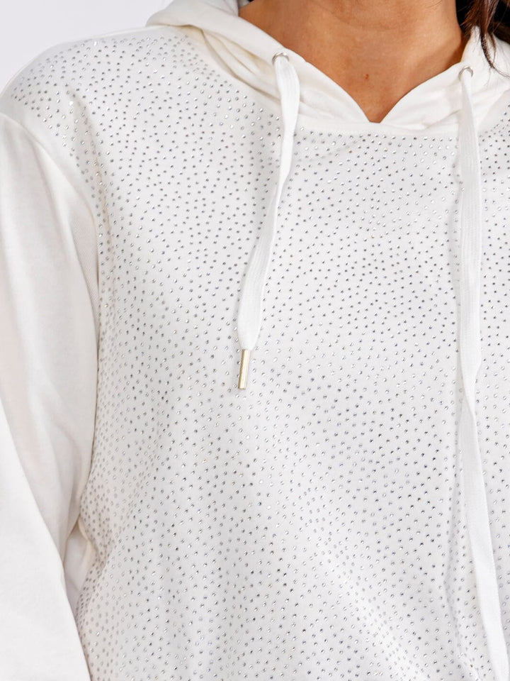 WOMEN'S LONG SLEEVE RHINESTONES PULLOVER HOODED SWEATERS
