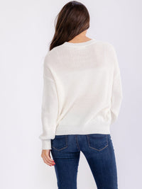 WOMEN'S LONG SLEEVE DISTRESS BORN TO SPARKLE PULLOVER SWEATERS