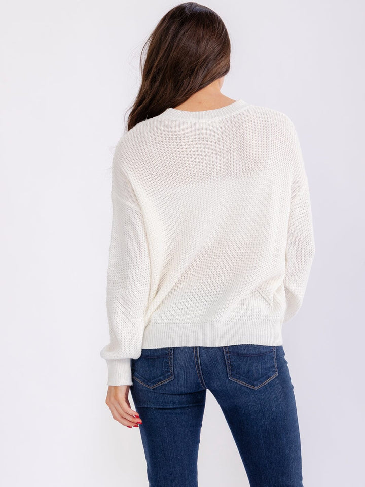 WOMEN'S LONG SLEEVE DISTRESS BORN TO SPARKLE PULLOVER SWEATERS